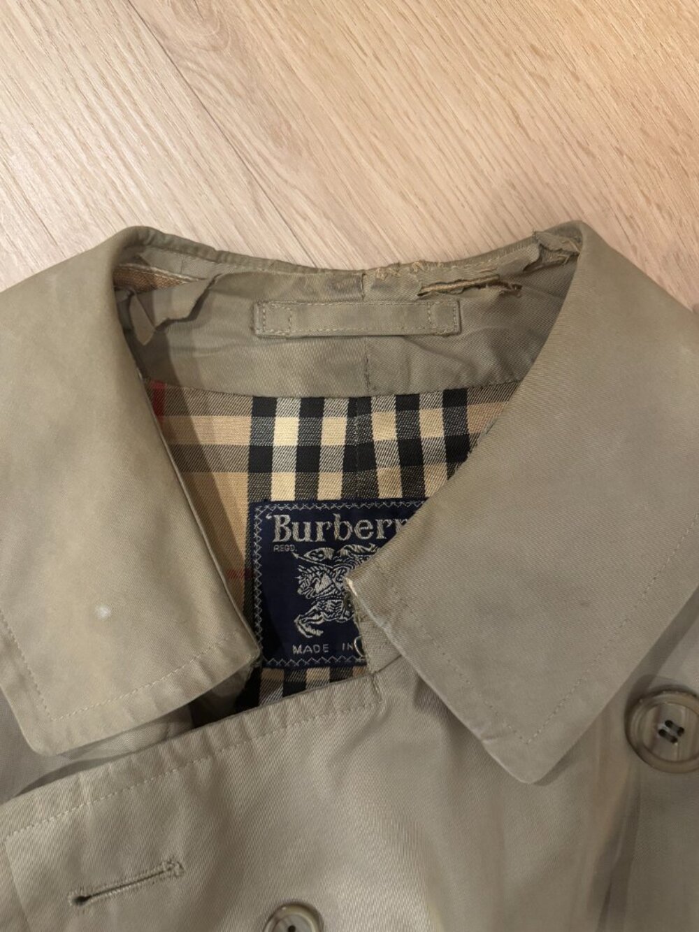 Vintage Burberrys of London Men's Trench Coat Made in England Nova Check Khaki - Picture 7 of 7